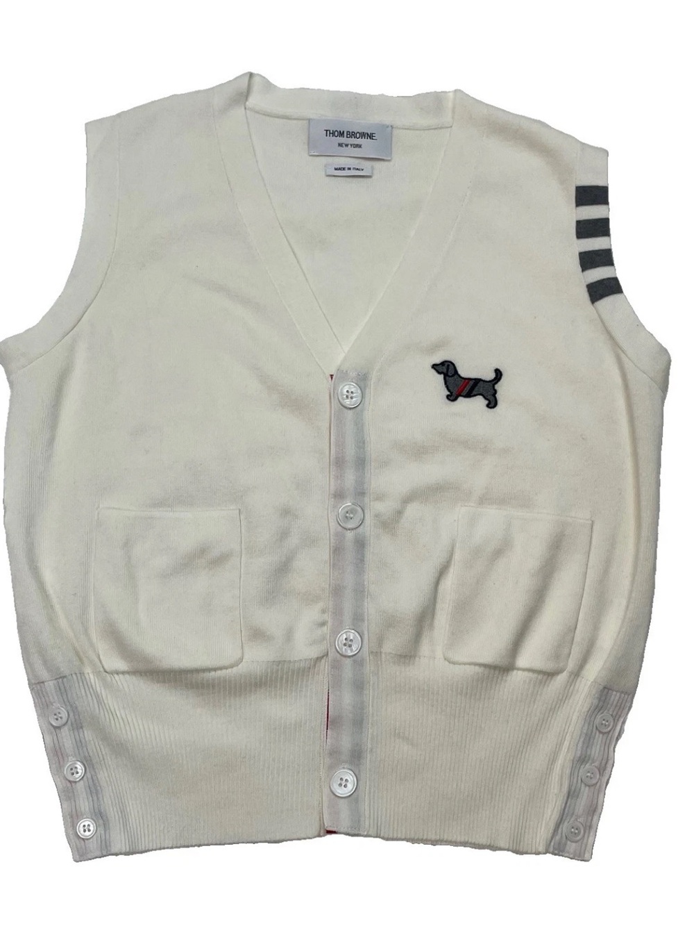 Thom Browne Women’s Size 2 Wool Blend Sweater Vest Dog Graphic Designer Italy